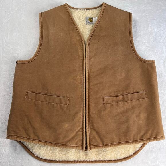 Carhartt Vintage Sherpa Lined men’s Vest 6SV 1983 Workwear Size Large - Picture 1 of 10